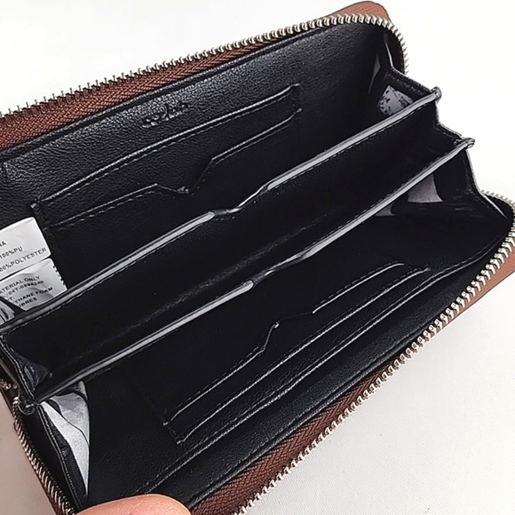 Co-Lab Small Zip Around Chestnut Brown Faux Leather Textured Pebbled Wallet - Picture 8 of 11